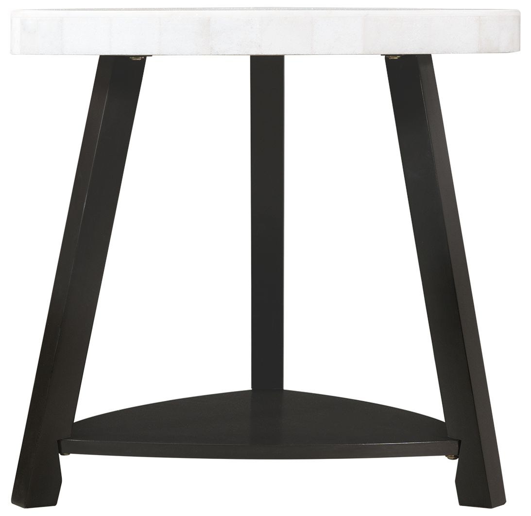 Image 7 Trinity 24" Wide White Marble and Black Wood End Table more views