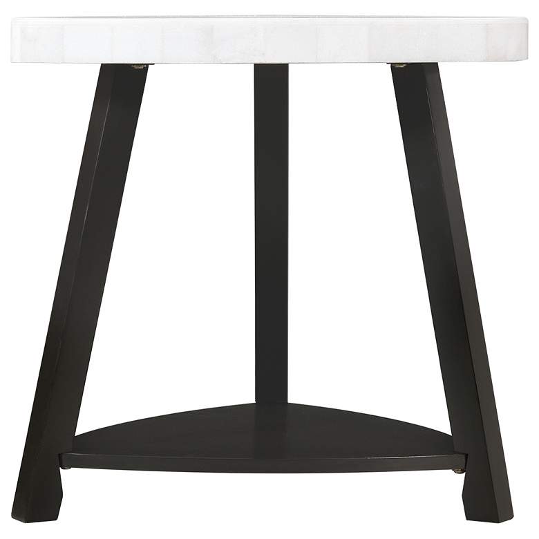 Image 7 Trinity 24" Wide White Marble and Black Wood End Table more views