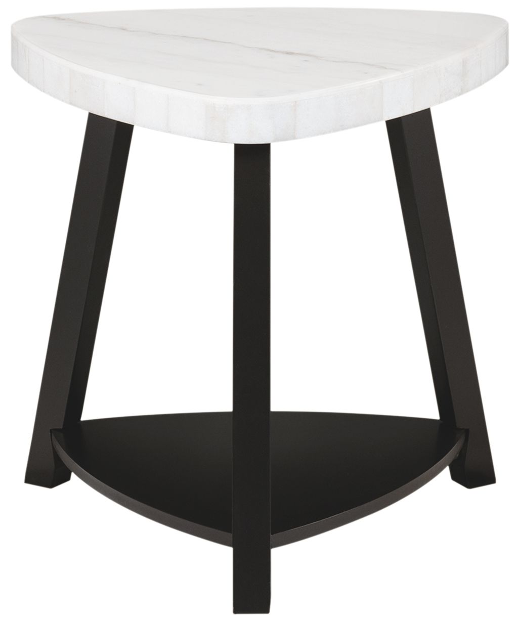 Trinity 24" Wide White Marble and Black Wood End Table
