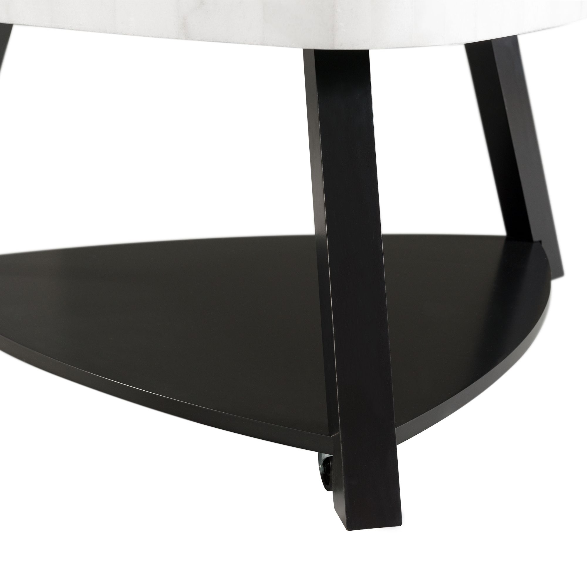 Image 5 Trinity 36" Wide White Marble and Black Wood Coffee Table more views