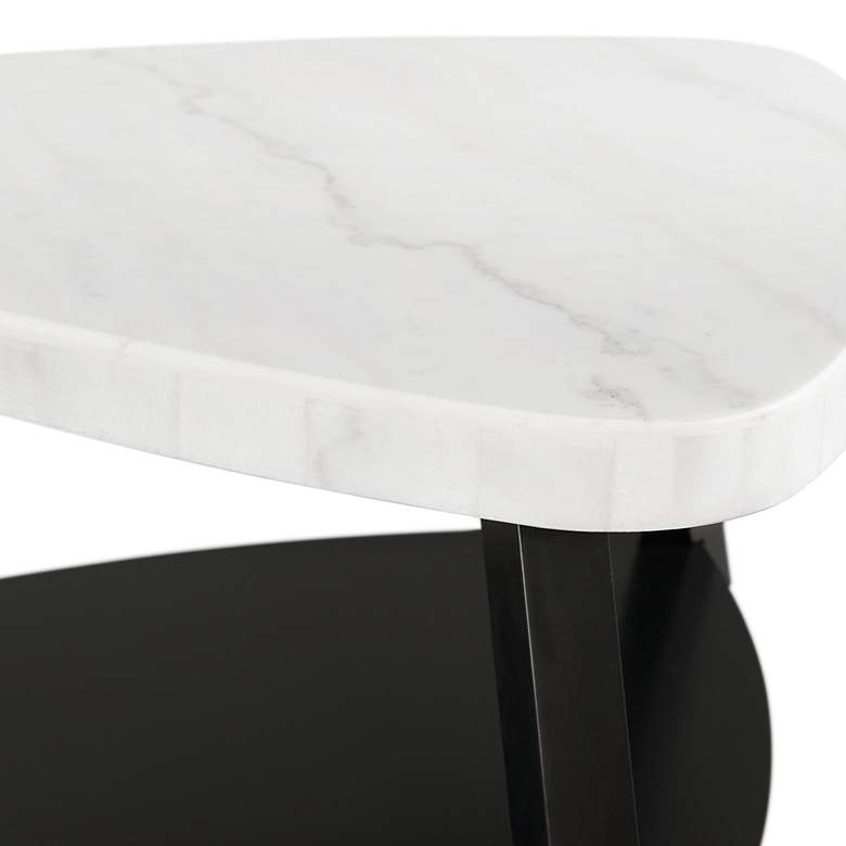 Image 7 Trinity 36" Wide White Marble and Black Wood Coffee Table more views