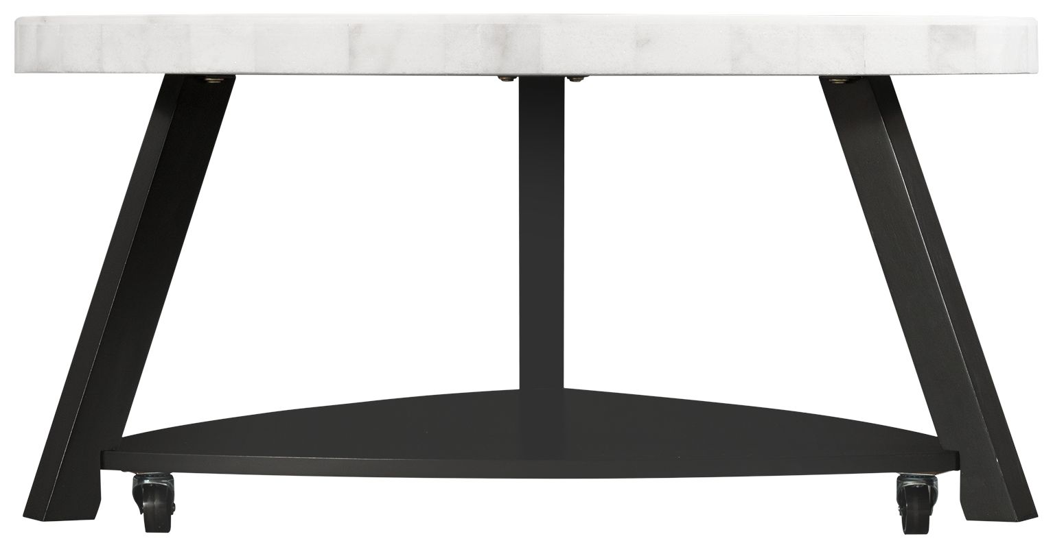 Trinity 36" Wide White Marble and Black Wood Coffee Table