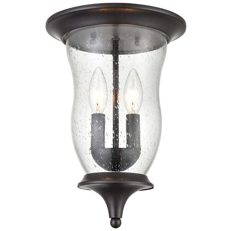 Image 1 Trinity 9 inch Wide 2-Light Outdoor Flush Mount - Oil Rubbed Bronze