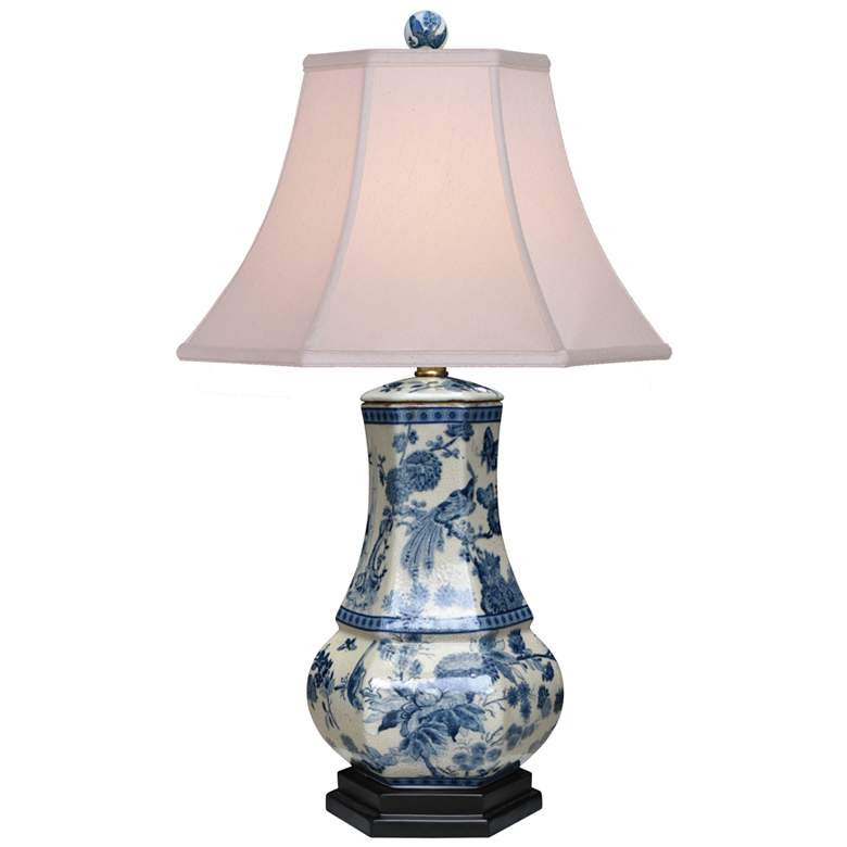 Image 1 Trinity Blue and White Golden Birds Vase Table Lamp
