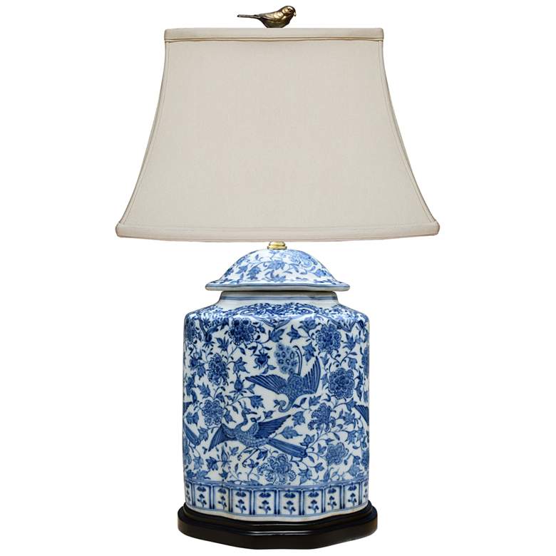 Image 1 Trinity Blue and White Porcelain Fluted Jar Table Lamp