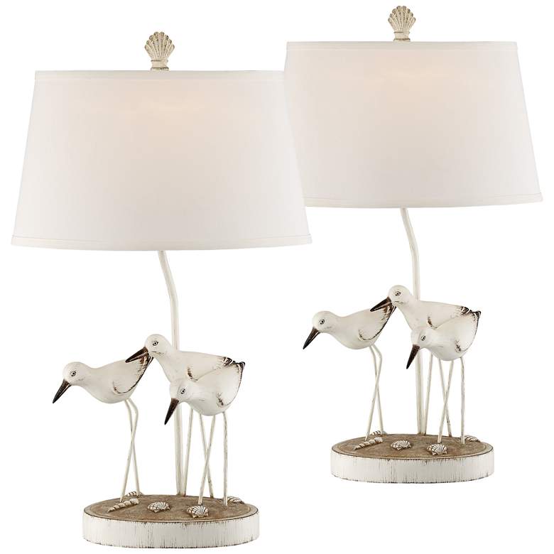 Image 1 Trio Shore Birds Antique White Table Lamps Set of 2
