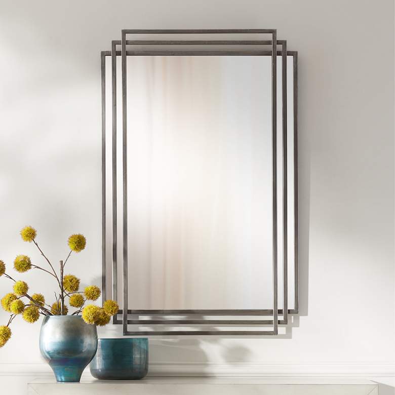 Image 1 Trio Silver 23 1/2 inch x 36 1/2 inch 3-Layer Framed Wall Mirror