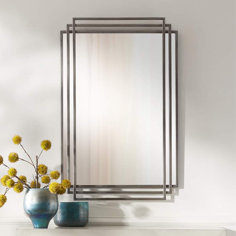 Image 1 Trio Silver 23 1/2" x 36 1/2" 3-Layer Framed Wall Mirror