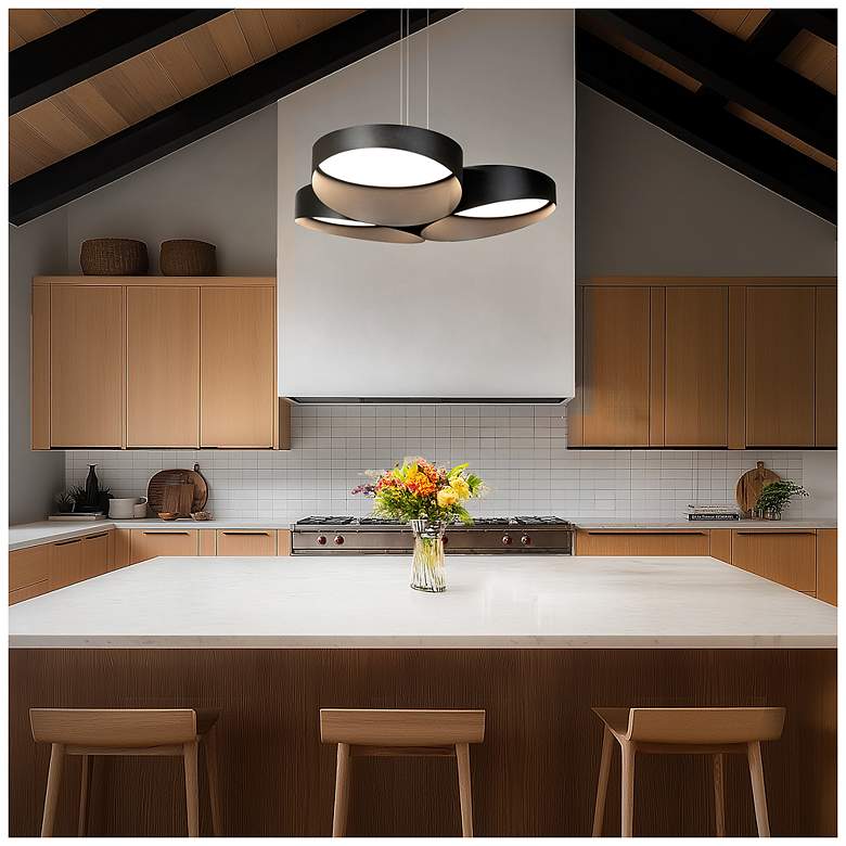 Image 7 Triolet 6.13"H x 36"W 3-Light Pendant in Black more views
