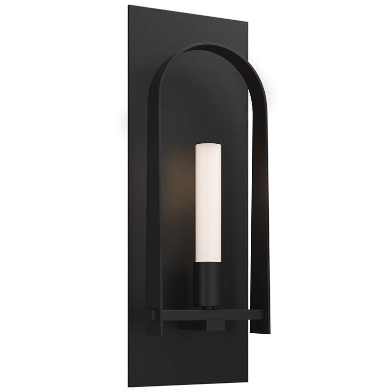 Image 1 Triomphe 14.8" High Black Sconce With Frosted Glass Shade