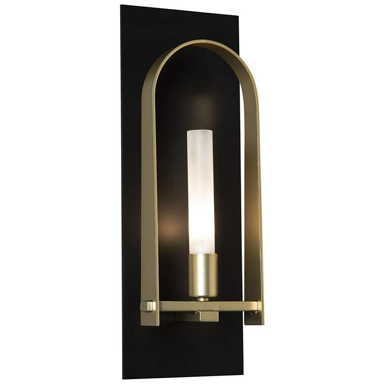 Image 1 Triomphe 14.8" High Frosted Glass Black Sconce With Modern Brass Accen