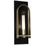 Triomphe 14.8" High Frosted Glass Black Sconce With Modern Brass Accen