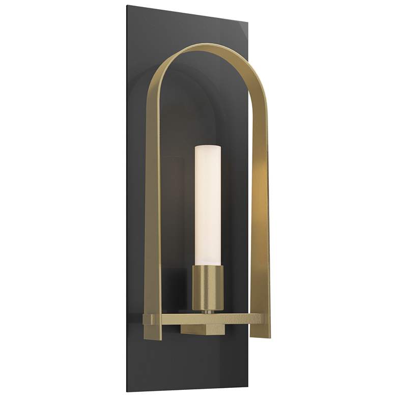 Image 1 Triomphe 14.8 inch High Modern Brass Accented Ink Sconce w/ Frosted Glass 