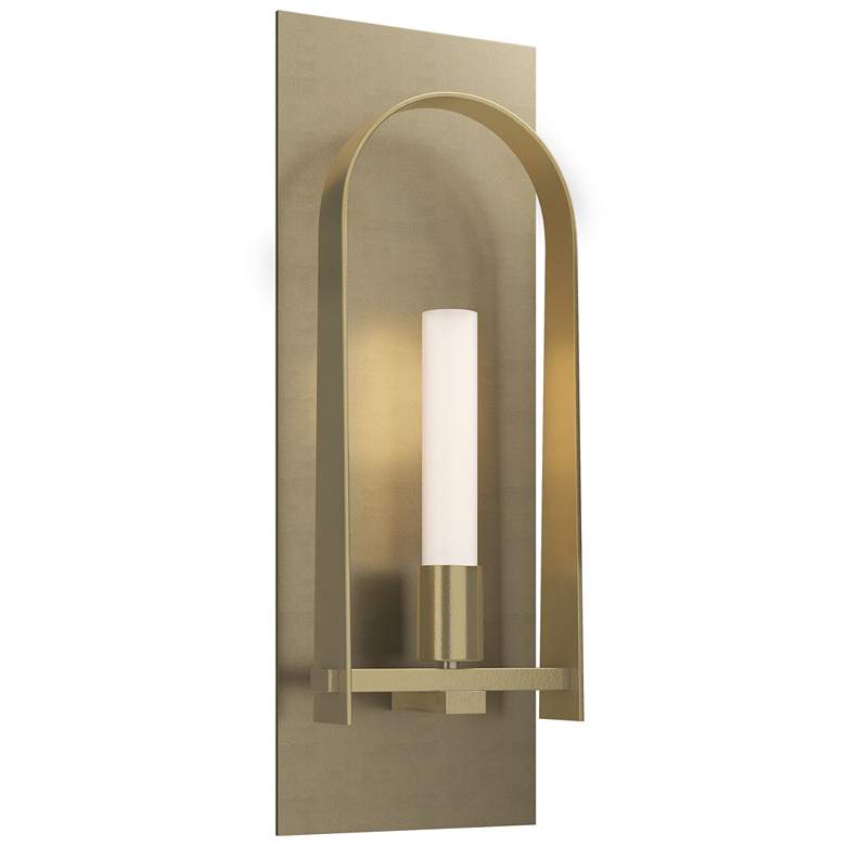 Image 1 Triomphe 14.8" High Modern Brass Accented Soft Gold Sconce w/ Frosted