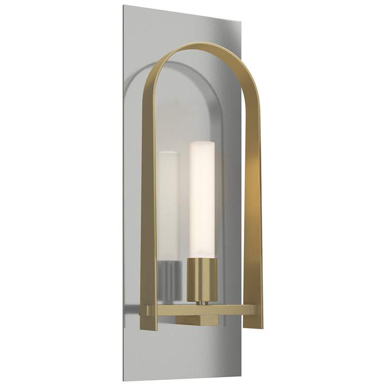 Image 1 Triomphe 14.8 inch High Modern Brass Accented Sterling Sconce w/ Frosted S