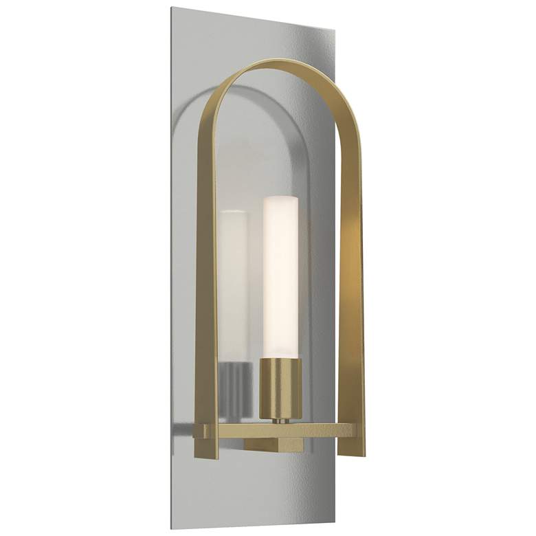 Image 1 Triomphe 14.8" High Modern Brass Accented Sterling Sconce w/ Frosted S