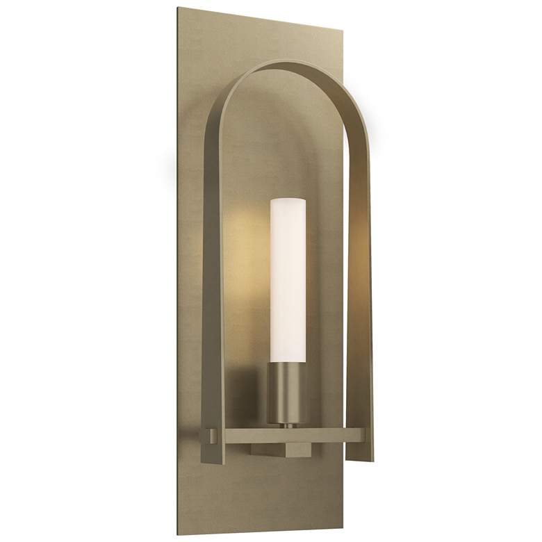 Image 1 Triomphe 14.8" High Soft Gold Sconce w/ Frosted Shade