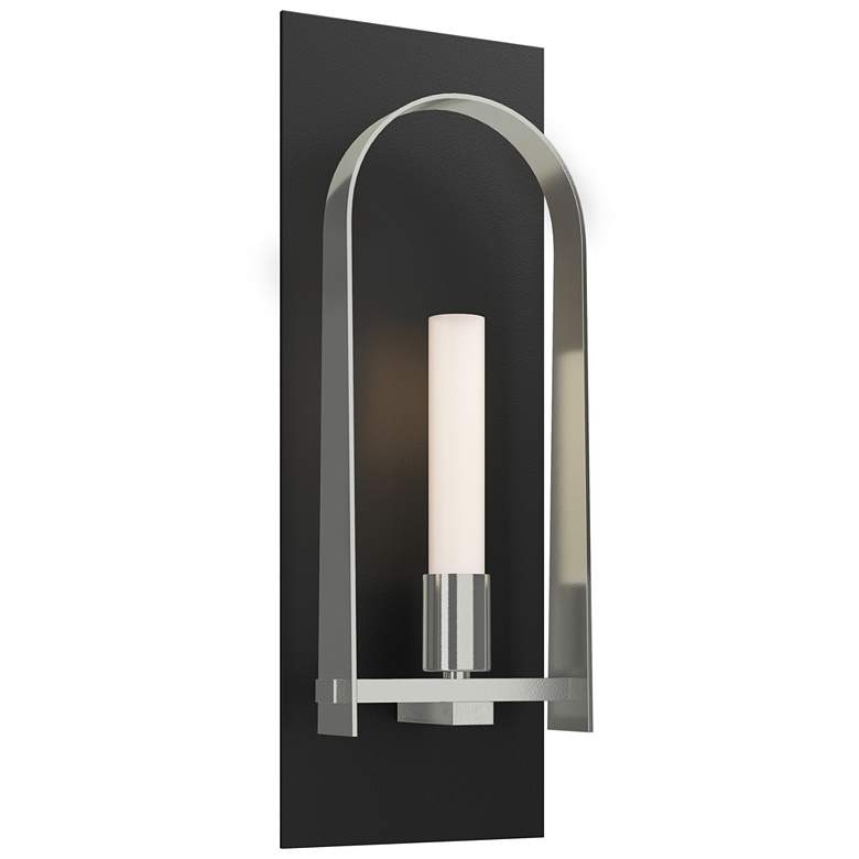 Image 1 Triomphe 14.8 inch High Sterling Accented Black Sconce With Frosted Glass 