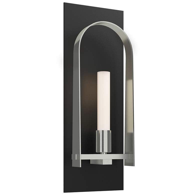Image 1 Triomphe 14.8" High Sterling Accented Black Sconce With Frosted Glass