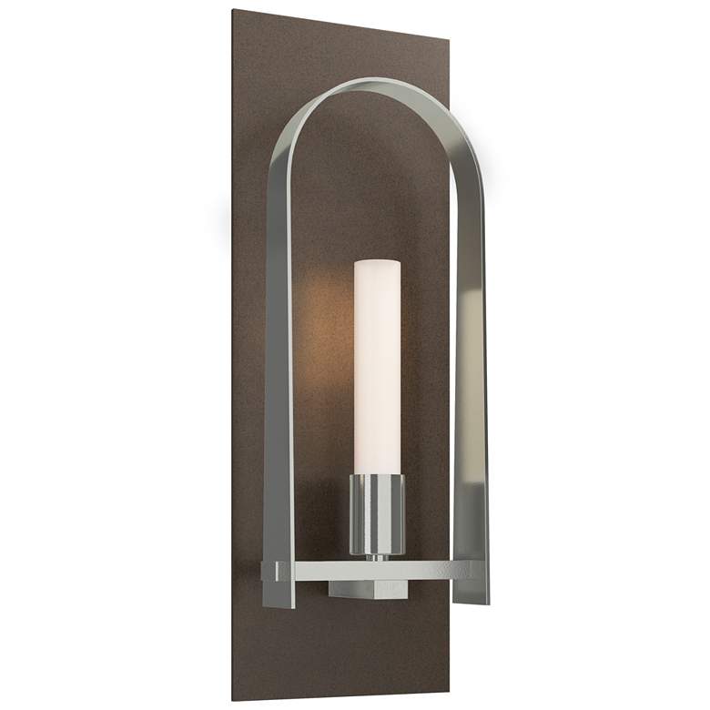 Image 1 Triomphe 14.8" High Sterling Accented Bronze Sconce w/ Frosted Glass S