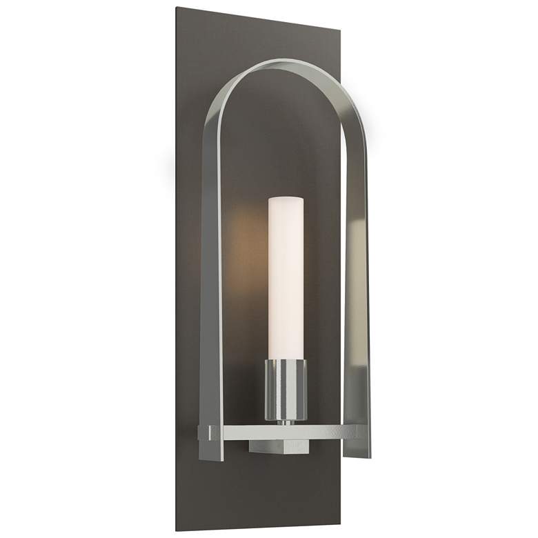 Image 1 Triomphe 14.8 inch High Sterling Accented Dark Smoke Sconce w/ Frosted Sha