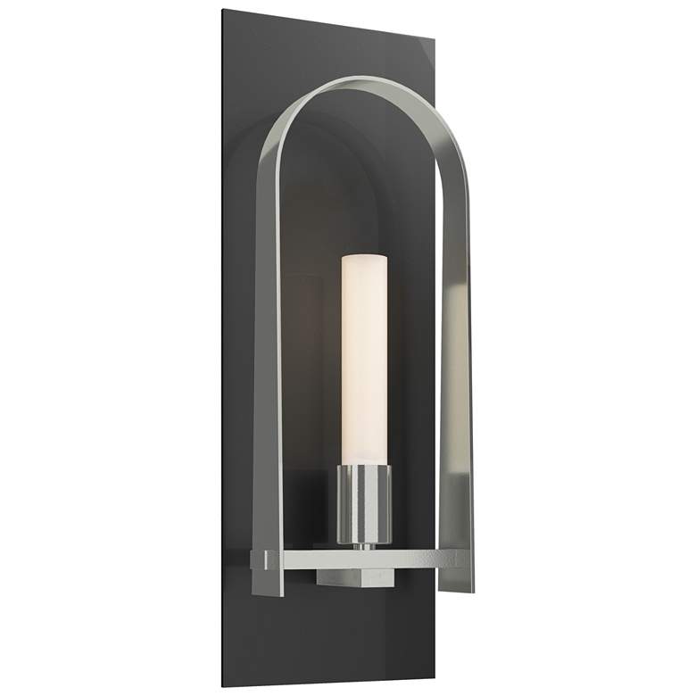 Image 1 Triomphe 14.8" High Sterling Accented Ink Sconce With Frosted Glass Sh
