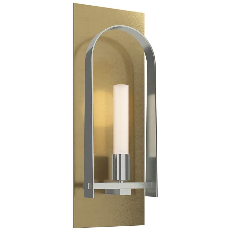 Image 1 Triomphe 14.8" High Sterling Accented Modern Brass Sconce w/ Frosted S