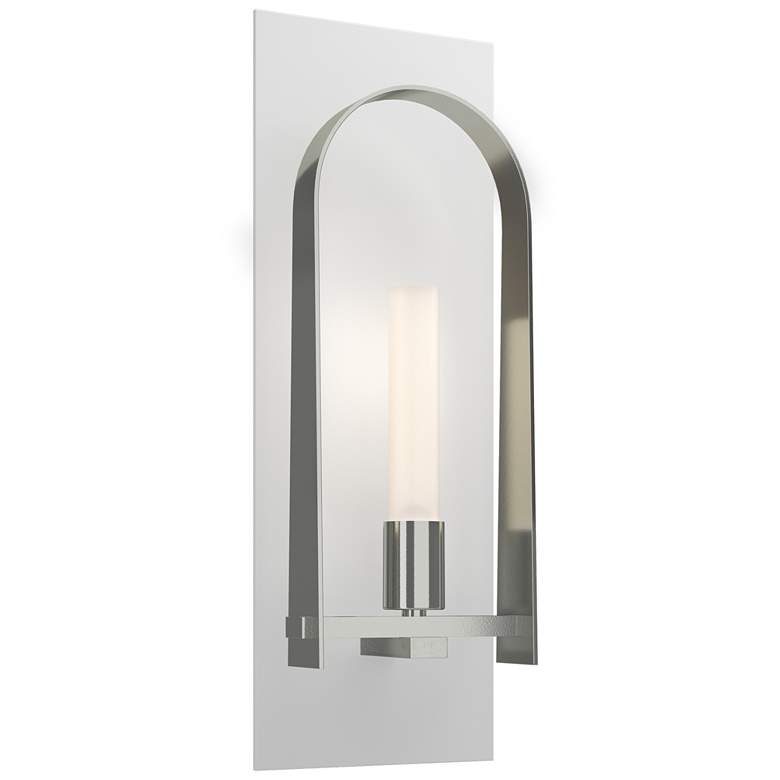 Image 1 Triomphe 14.8" High Sterling Accented White Sconce With Frosted Glass