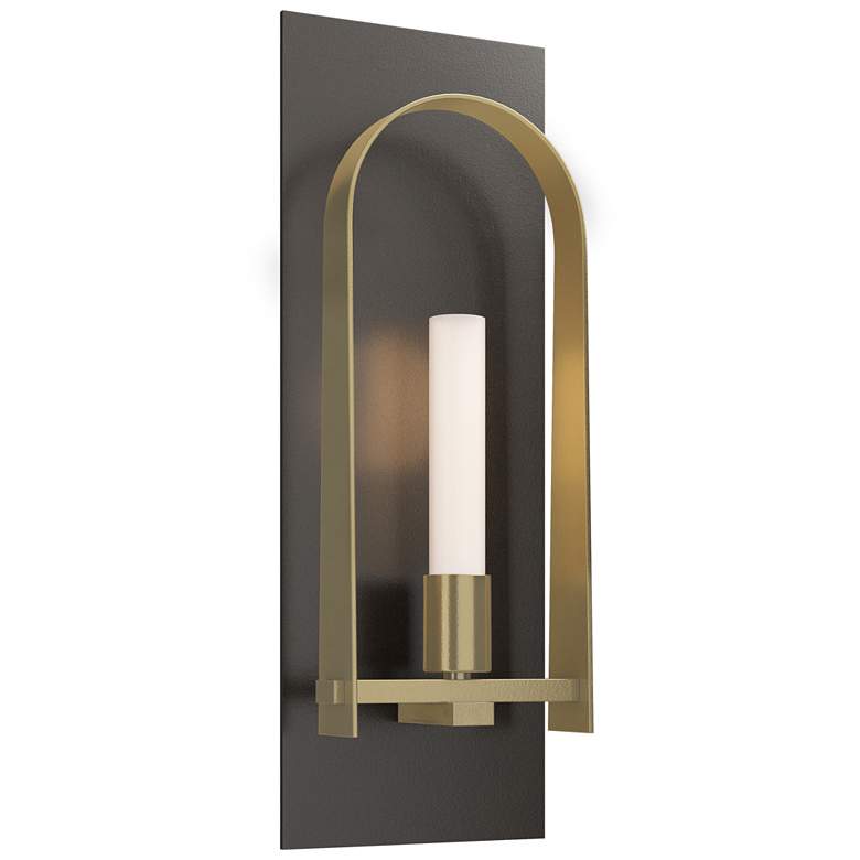 Image 1 Triomphe 14.8 inchH Brass Accented Oiled Bronze Sconce w/ Frost Shade