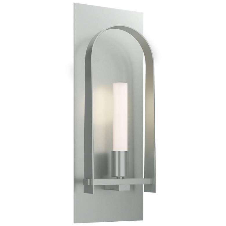 Image 1 Triomphe 14.8"H Platinum Accented Vintage Platinum Sconce w/ Frost Sha