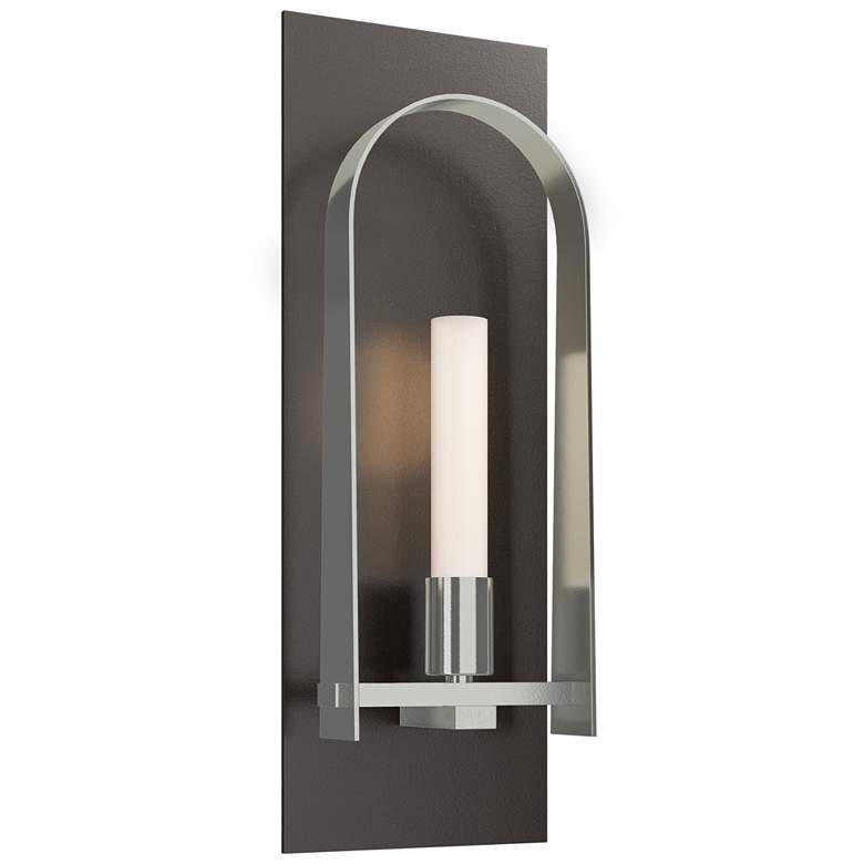 Image 1 Triomphe 14.8"H Sterling Accented Oil Rubbed Bronze Sconce w/ Frosted
