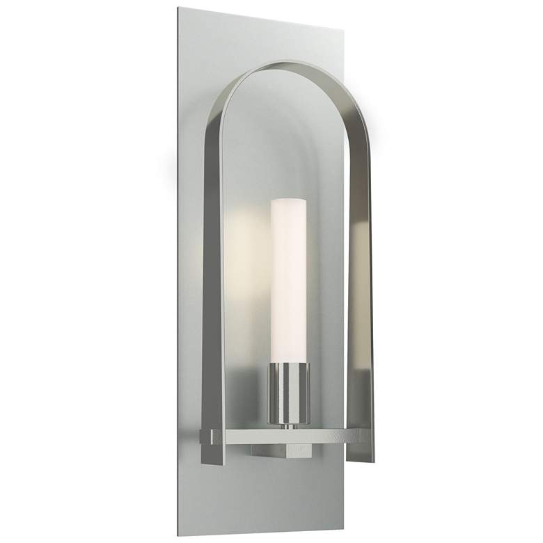 Image 1 Triomphe 14.8"H Sterling Accented Vintage Platinum Sconce w/ Frosted S