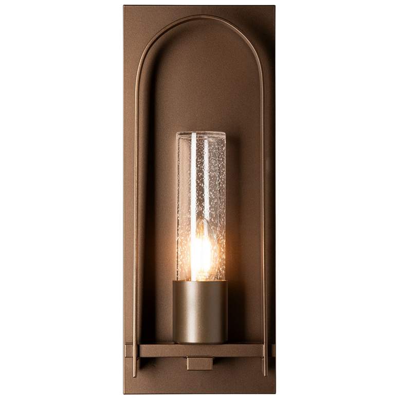 Image 1 Triomphe 16" High Coastal Bronze 60W Outdoor Sconce w/ Seeded Clear Sh