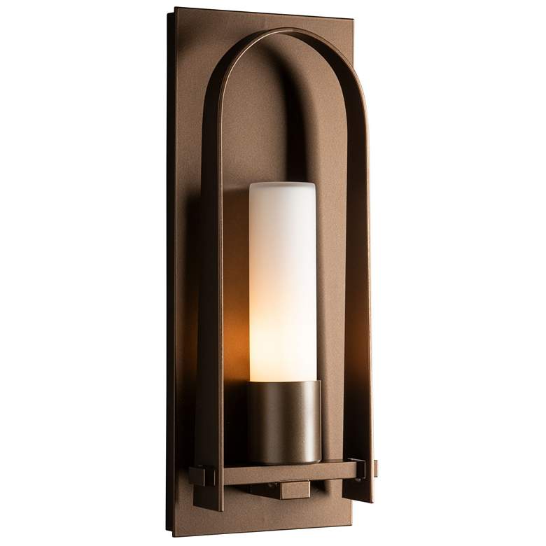 Image 1 Triomphe 16" High Coastal Bronze 60W Outdoor Sconce With Opal Glass Sh