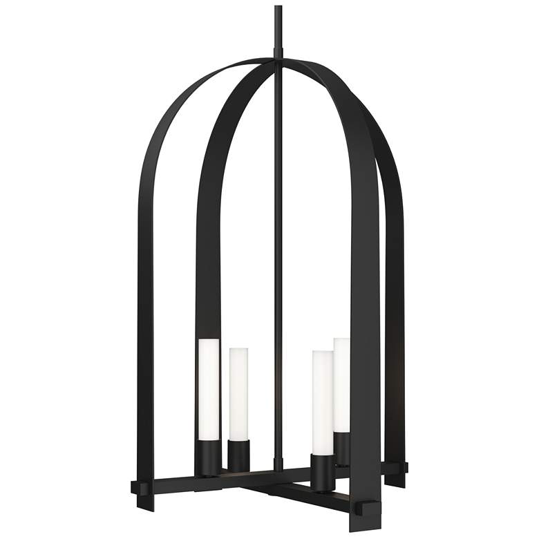 Image 1 Triomphe 17" Wide 4-Light Black Pendant With Frosted Glass Shade