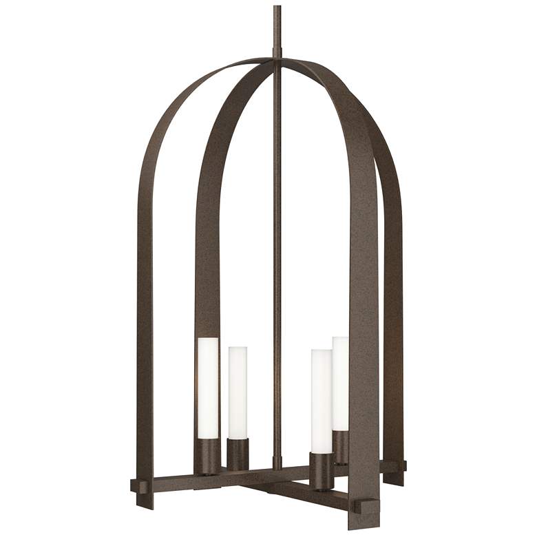 Image 1 Triomphe 17" Wide 4-Light Bronze Pendant With Frosted Glass Shade