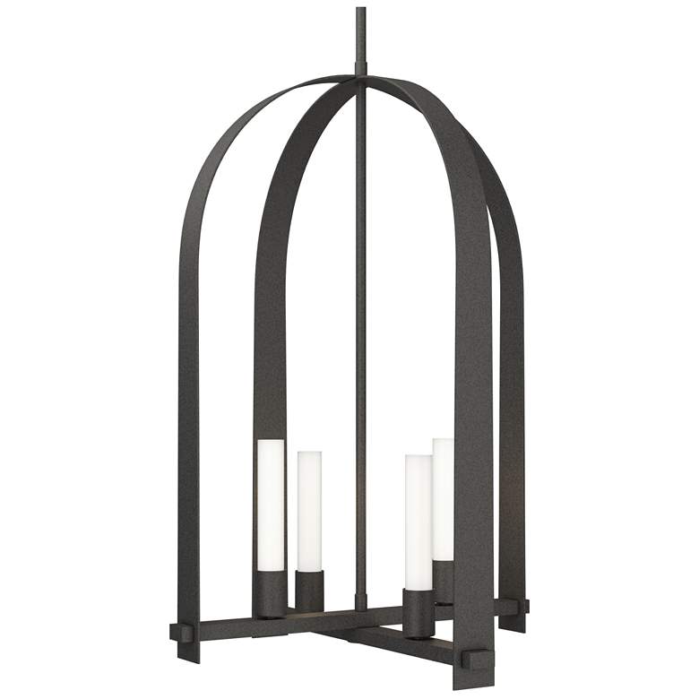 Image 1 Triomphe 17 inch Wide 4-Light Natural Iron Pendant With Frosted Glass Shad