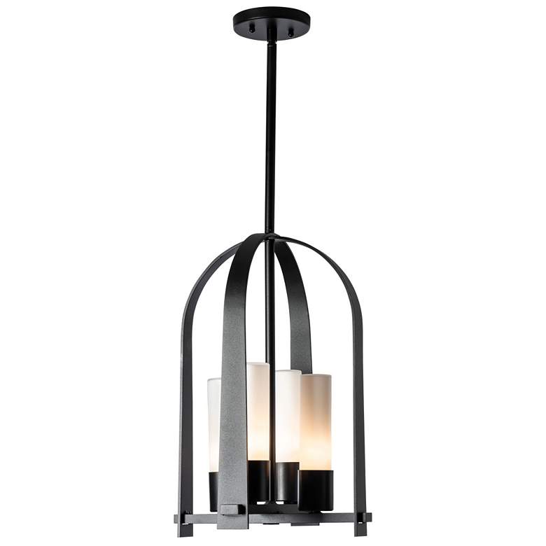Image 1 Triomphe 19.5" High Coastal Black Outdoor Lantern With Opal Glass Shad