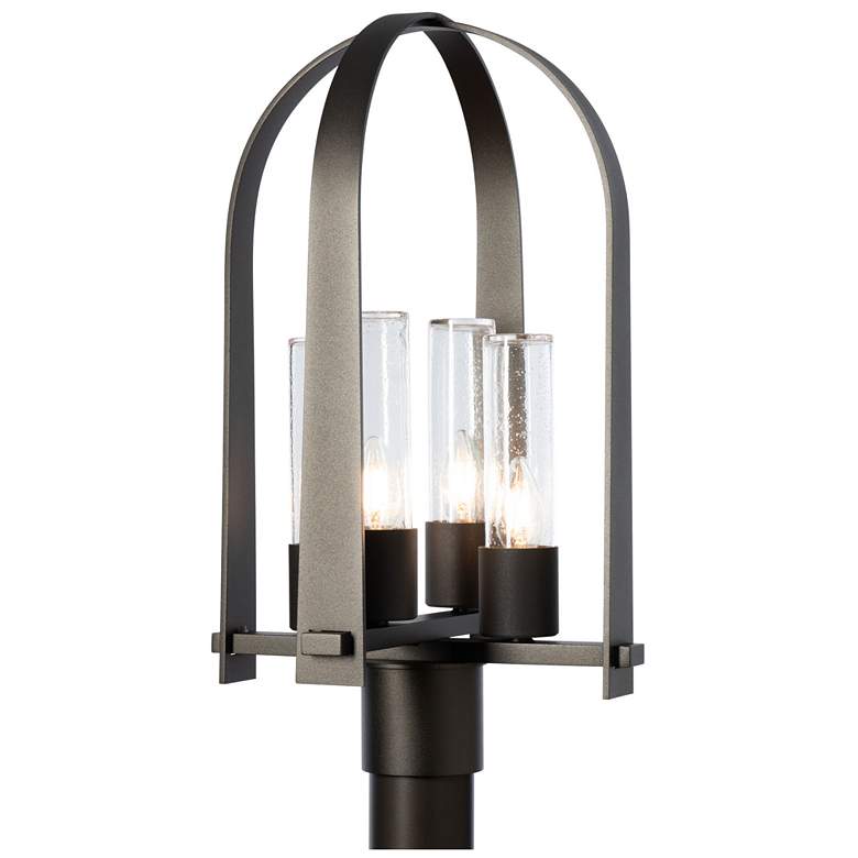 Image 1 Triomphe 21.5" High Oil Rubbed Bronze Post Light w/ Seeded Glass Shade