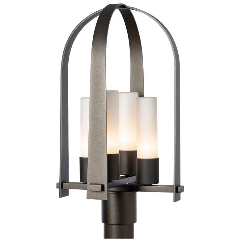 Image 1 Triomphe 21.5" High Oil Rubbed Bronze Post Light With Opal Glass Shade