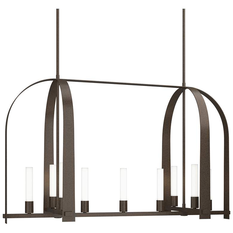 Image 1 Triomphe 41" Wide 9-Light Bronze Linear Pendant With Frosted Glass Sha