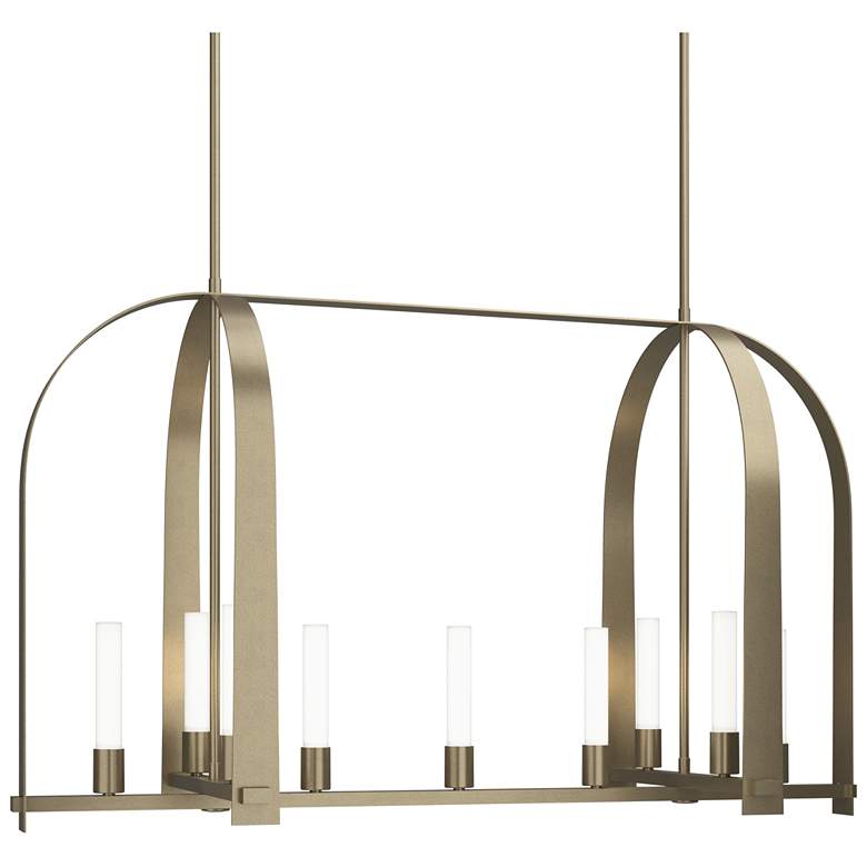 Image 1 Triomphe 41 inch Wide 9-Light Soft Gold Linear Pendant With Frosted Glass 
