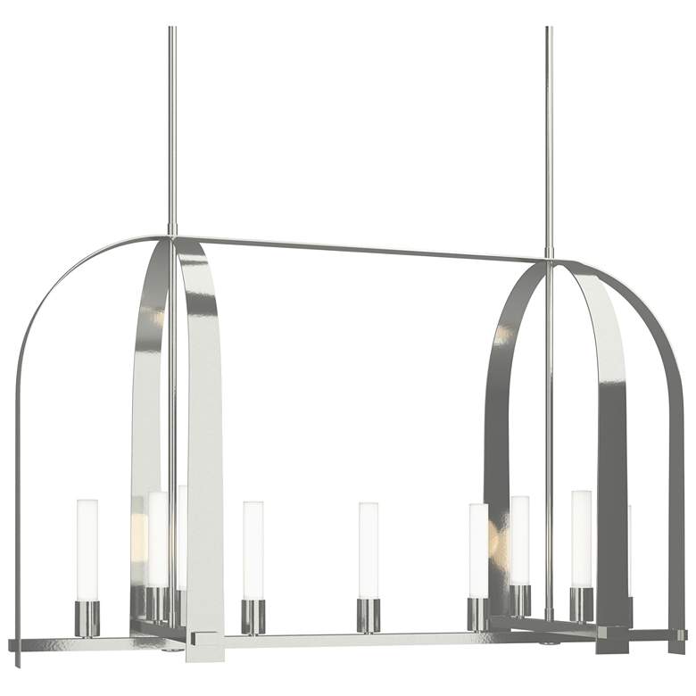 Image 1 Triomphe 41" Wide 9-Light Sterling Linear Pendant With Frosted Glass S