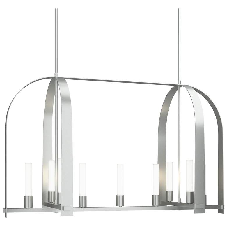 Image 1 Triomphe 41" Wide 9-Light Vintage Platinum Linear Pendant w/ Frosted S