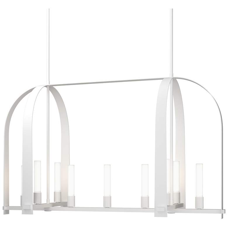 Image 1 Triomphe 41 inch Wide 9-Light White Linear Pendant With Frosted Glass Shad