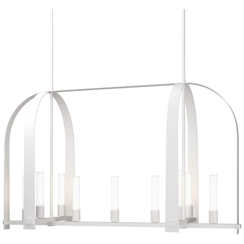 Image 1 Triomphe 41" Wide 9-Light White Linear Pendant With Frosted Glass Shad