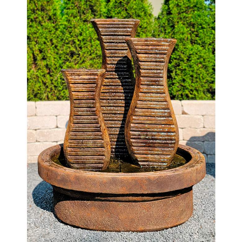 Image 1 Triple Clef 41" High Relic Lava Outdoor LED Fountain