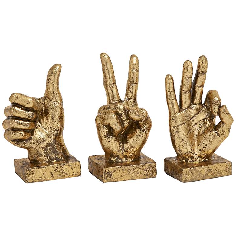 Image 1 Triple Digits 7" High Gestural Hand Sculpture 3-Piece Set