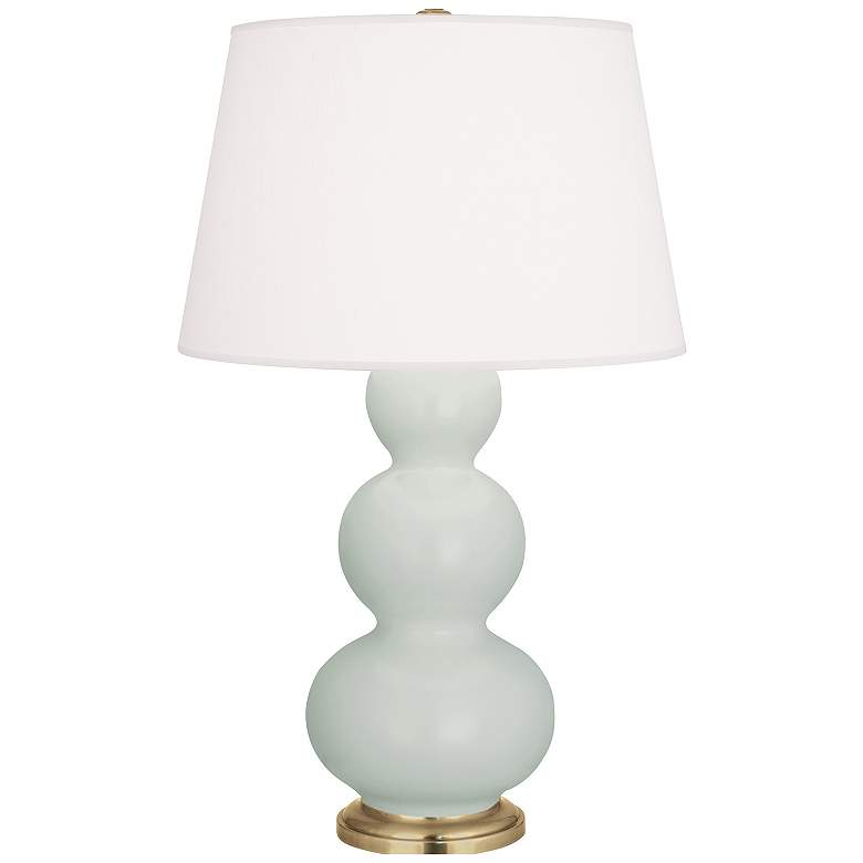 Image 1 Triple Gourd 32.75"H Matte Celadon And Antique Brass Table Lamp