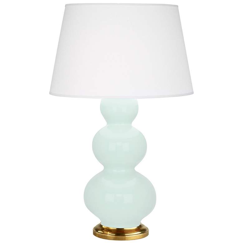 Image 1 Triple Gourd 32.75" High Mint Glazed Antique Brass Finish Table Lamp